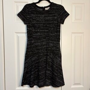 LOFT Black and Gray Striped Mini Dress
